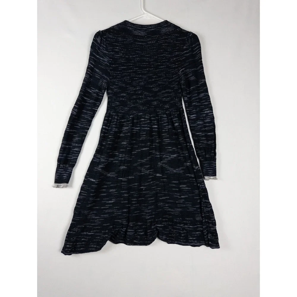 Free People Sweater Dress Small Womens Boho Ruffle Flare V Neck Rayon Blend Knit